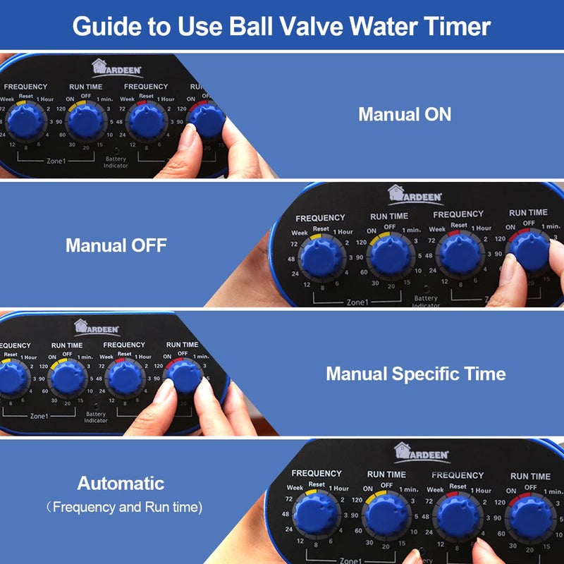 Yardeen Watering Hose Sprinkler Timer Garden Irrigation System Controller Electronic Water Timer with Two Outlets Color Blue - Image 4